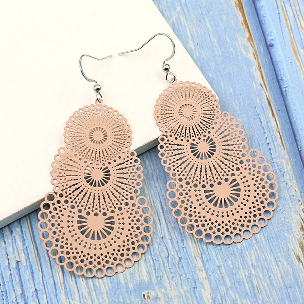 Khaki Ethic Style 3-Layer Circle Oversized Dangle Earrings